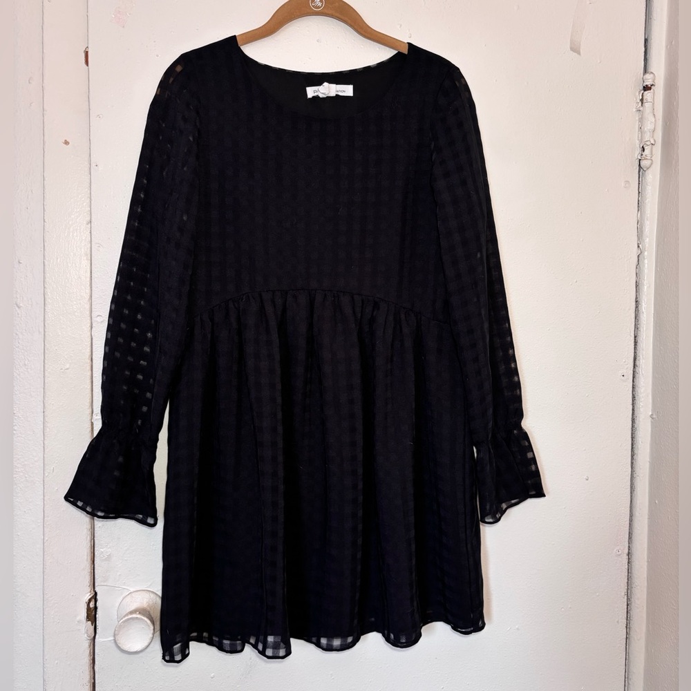 BCBGENERATION Checkered Black Chiffon Dress